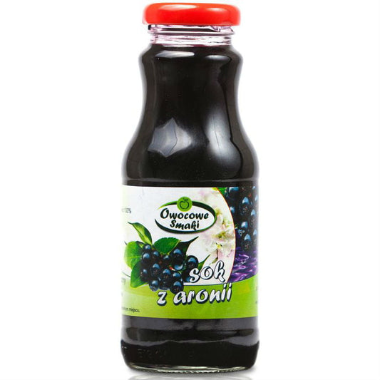 Bio Aroniasaft von OWOCOWE SMAKI, 250 ml Flasche, dunkle Aroniabeeren, fruchtiger Geschmack, naturbelassen
