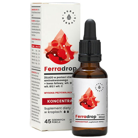 Ferradrop hochresorbierbares Eisen + Folsäurekonzentrat Tropfen 30 ml AURA HERBALS