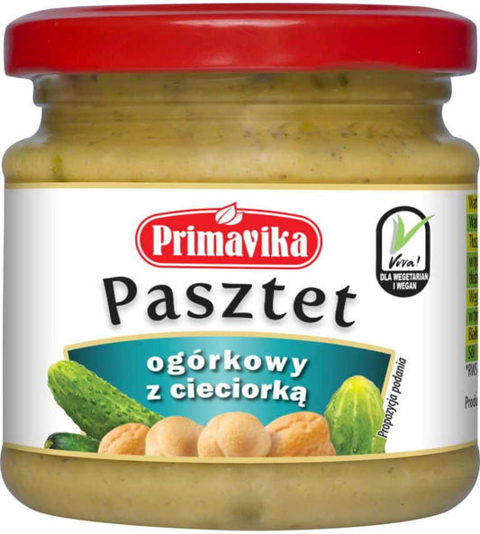 Gurkenpastete mit Kichererbsen von PRIMAVIKA, 160 g, cremige vegetarische Pastete mit frischen Gurken und Kichererbsen