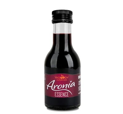 Bio-Aronia-Konzentrat von YAGOODY in 100 ml Flasche, dunkle Flüssigkeit in Tropfflasche für gesunde Ernährung