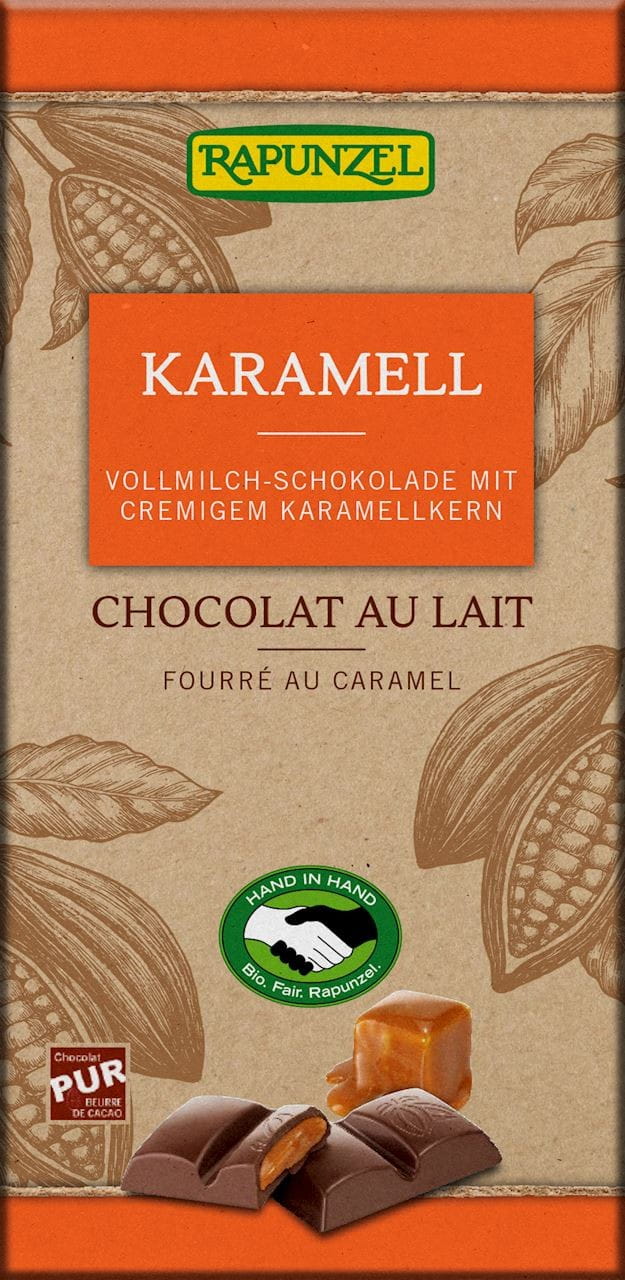 Milchschokolade mit Karamellfüllung BIO 100 g - RAPUNZEL