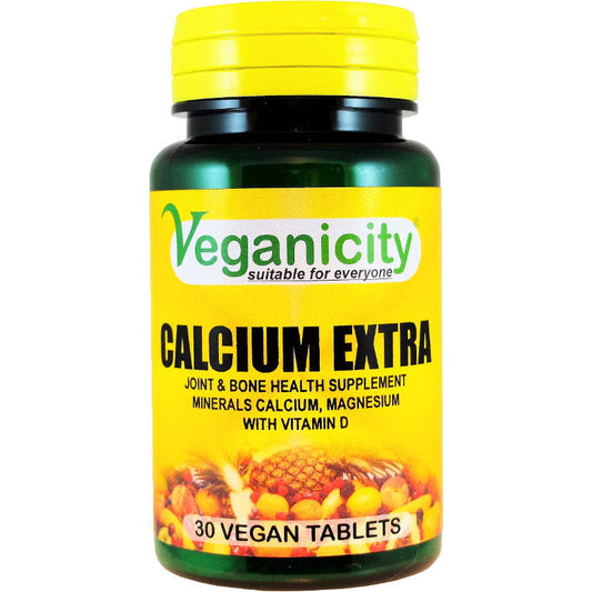 Vegane Calcium-Tabletten von VEGANICITY, 30 Stück, mit natürlichem Calcium für starke Knochen und Zähne.