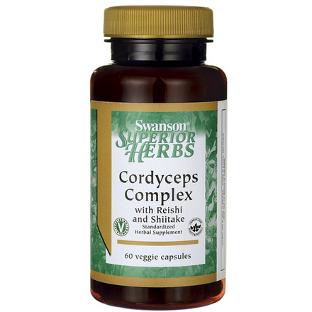 Swanson Cordyceps-Komplex mit Reishi und Shiitake in 60 Kapseln, natürliche Pilzextrakte für das Immunsystem.