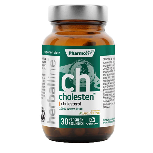Cholesten mit Bioperine in 30 Kapseln, PHARMOVIT HERBALLINE, Nahrungsergänzungsmittel in Kapsel.