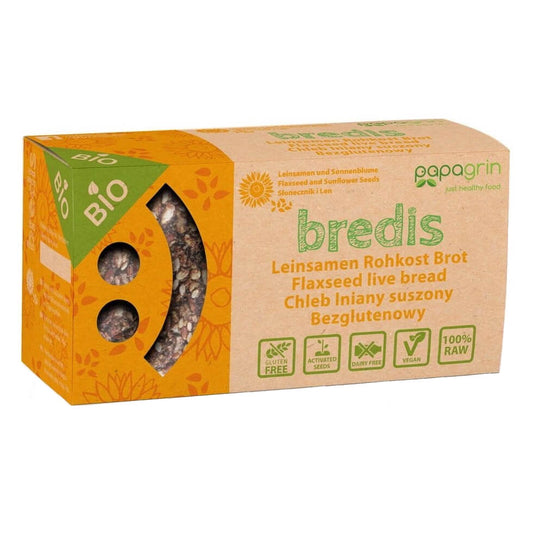 Getrocknetes Leinsamenbrot mit Sonnenblumenkernen und Leinsamen glutenfrei BIO 70 g - PAPAGRIN