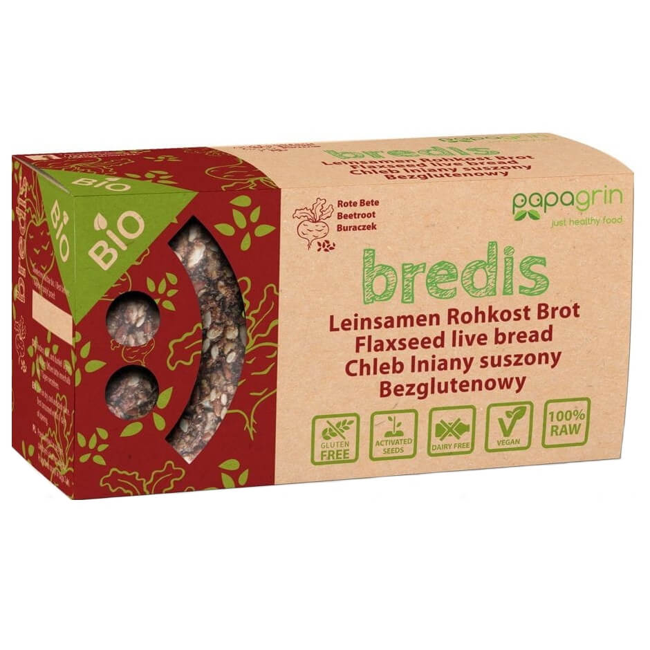 Getrocknetes Leinsamenbrot mit roter Bete glutenfrei BIO 70 g - PAPAGRIN