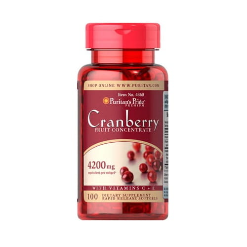 Kräuter-Kapseln mit Cranberry-Konzentrat 4200 mg, Vitamin C und E, PURITAN'S PRIDE, 100 Kapseln, natürliche Nahrungsergänzung