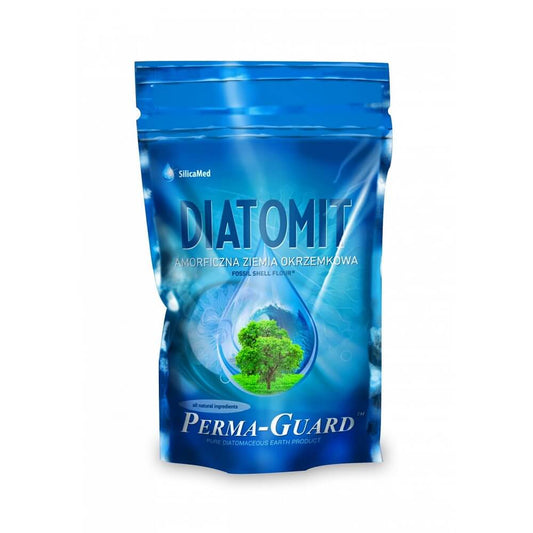 Amorphe Kieselgur in 500 g Doypack, PERMA-GUARD, feines, natürlicher Bodenschliff zum Schutz und zur Schädlingsbekämpfung.