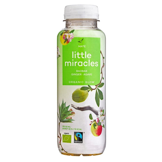 Energydrink mit Yerba Mate BIO-Geschmack von LITTLE MIRACLES DRINK in 330 ml Flasche, frisch und belebend.