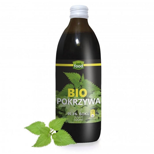 Bio Brennnesselsaft von LOOK FOOD in 500 ml Flasche, frischer grüner Saft mit Brennnesselblättern, nährstoffreich und naturbelassen