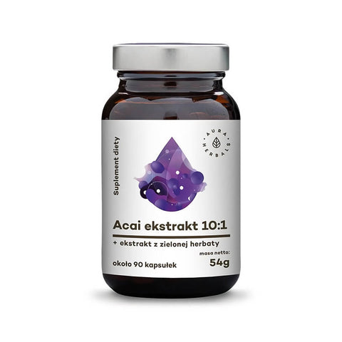 Acai-Beeren-Extrakt 10:1 280mg + Grüntee-Extrakt 40mg 90 Kapseln 54g AURA HERBALS