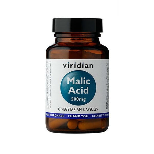VIRIDIAN Apfelsäure 500mg, 30 Kapseln, natürliche Nahrungsergänzung mit Apfelsäure in Kapsel-Form