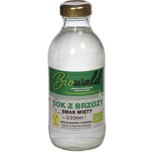 Bio-Birkenminzgeschmack in 330 ml Flasche von BIOWALD, erfrischendes Kräutergetränk mit Minzgeschmack.