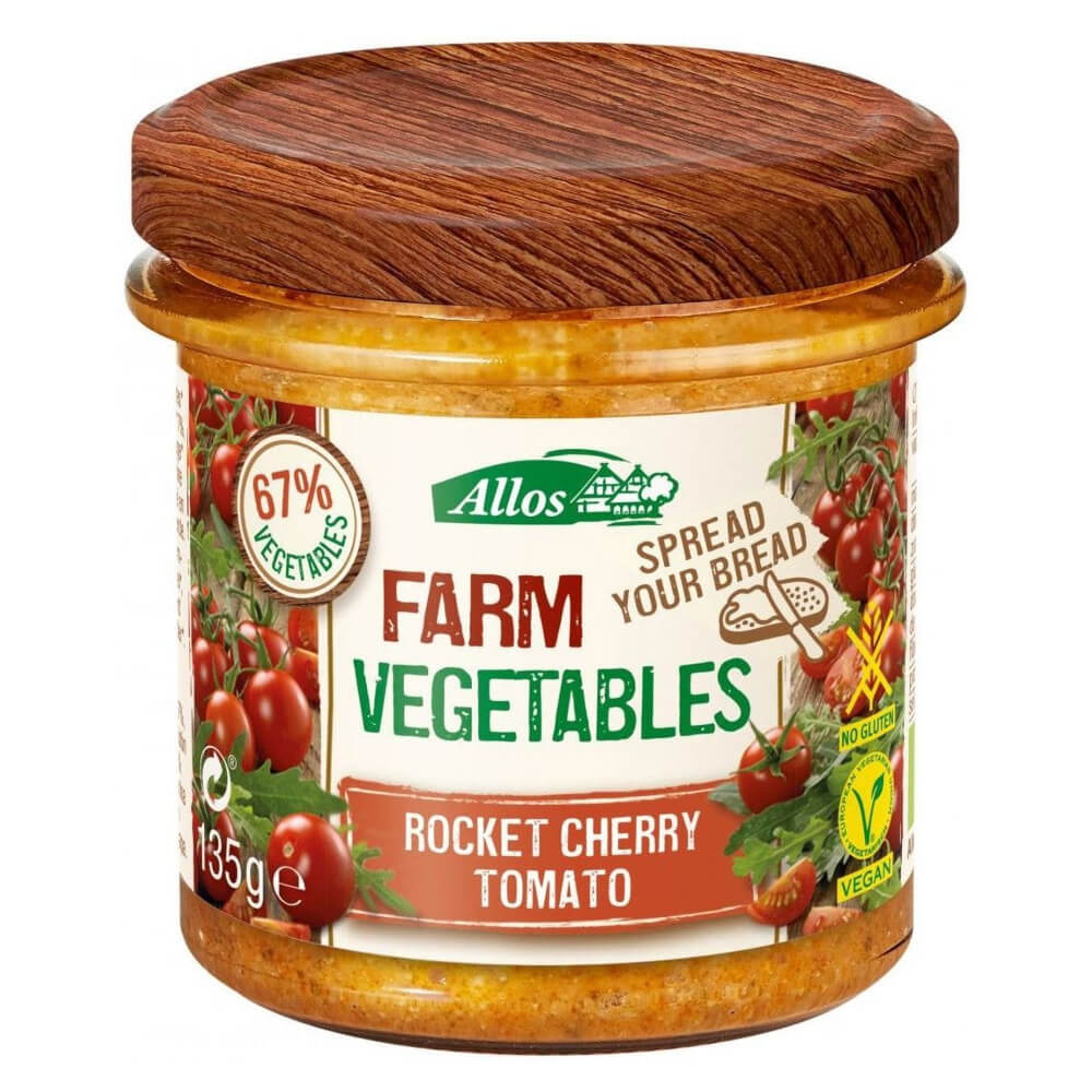 Gemüsepaste mit Kirschtomaten und Rucola glutenfrei BIO 135 g - ALLOS Κύρια εικόνα προϊόντος