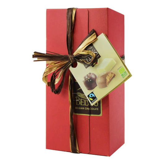 Belgische Geschenkschokolade von BELVAS, glutenfrei, fair gehandelt, BIO, 200 g, Schokoladenmischung in Geschenkverpackung