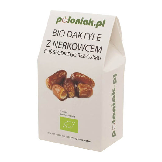 Bio Datteln mit Cashewnüssen, ohne Zucker, in 100 g Packung von POLONIAK, frische, natürliche Snacks.