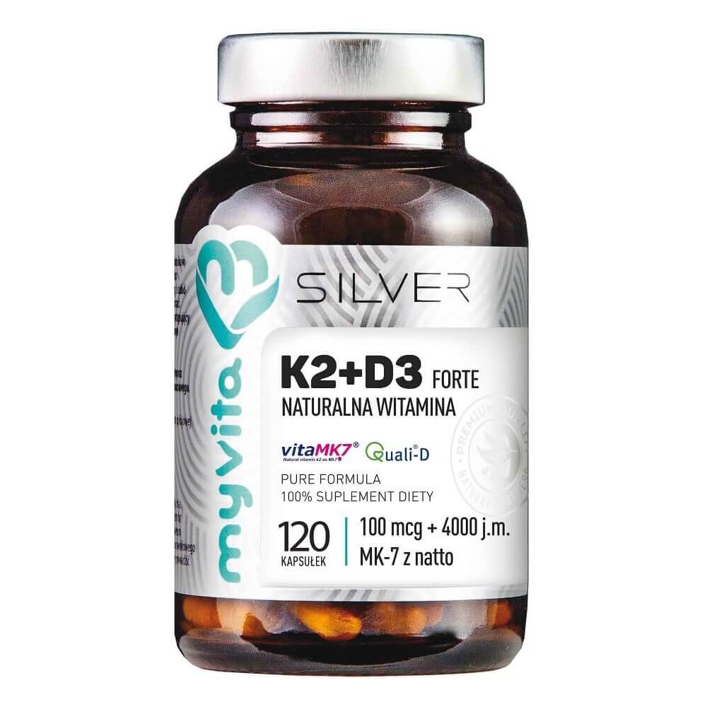 K2 + D3 FORTE 100mcg K2 + 4000j.m. D3 120 Kapseln MYVITA SILBER PURE Hauptbild