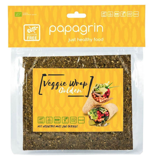 Vollkorn-Gemüse-Wrap Tortilla von PAPAGRIN, glutenfrei und biologisch, 100 g, mit buntem Gemüse gefüllt.