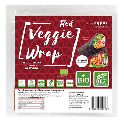 Rote Gemüse-Tortilla-Wraps glutenfrei BIO 100 g - PAPAGRIN