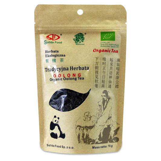 Grüner Oolong-Tee BIO in 70 g Packung, von SOLIDA FOOD, frische Teeblätter in einer Packung