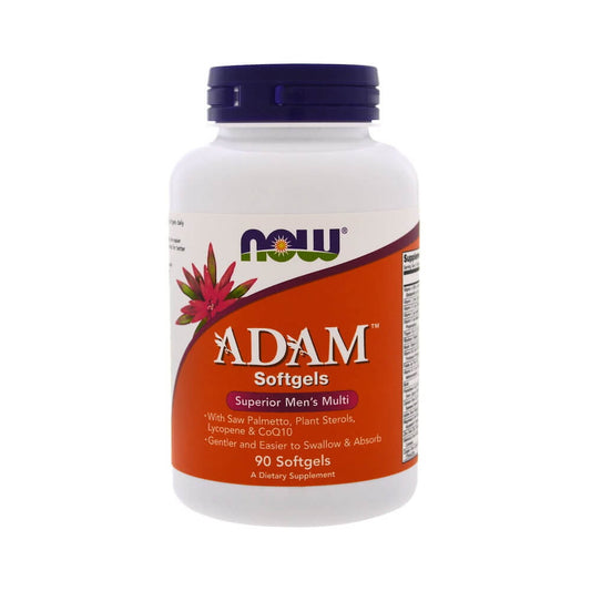 Adam Multi-Komplex Vitamine und Mineralstoffe für Männer in 90 Kapseln, von NOW FOODS, enthält tägliche Nährstoffversorgung.