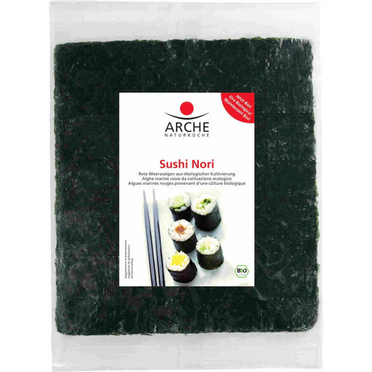 Geröstete, biologische Nori-Meeresalge für Sushi, 30 g, ARCHE, nährstoffreiche Meeresalge zum Einwickeln und Garnieren.