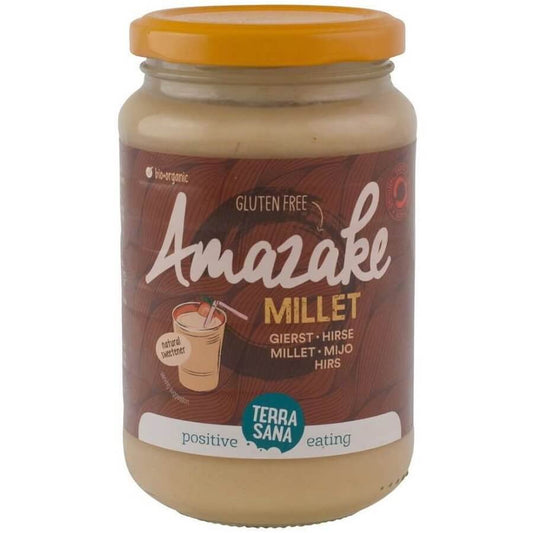 Glutenfreier Bio-Hirse-Amazake von TERRASANA in 370 g Packung, cremige Konsistenz, natürliche Süße, gesunde pflanzliche Nahrung
