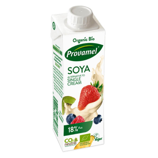 BIO Sojacreme von PROVAMEL in 250 ml Flasche, cremige Sojamilchalternative in einer weißen Verpackung.