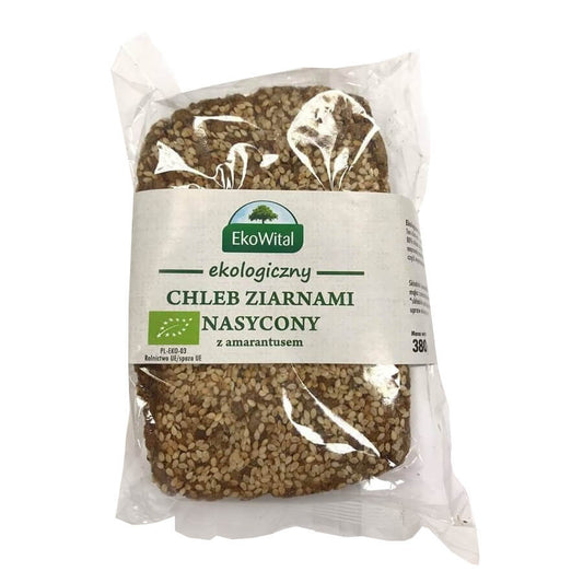 Vollkornbrot mit Körnern von EKOWITAL, Bio-Qualität, 380 g, gesättigt und voll mit Sprossen, frisch und knusprig.