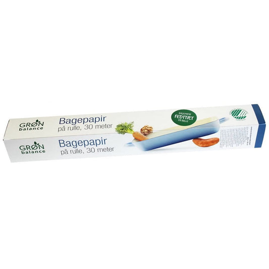 Beschichtetes Backpapier von GRON BALANCE, 30 Meter lang, ideal für Backofen und Küchengebrauch.