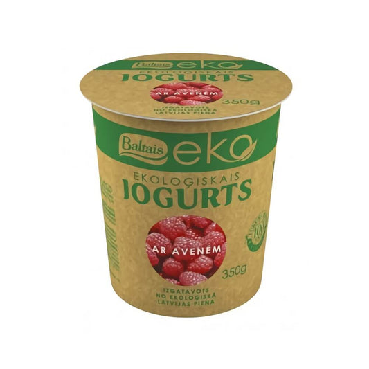 Bio Himbeerjoghurt von BALTAIS ECO in 350 g Becher, cremig und fruchtig mit frischen Himbeeren.