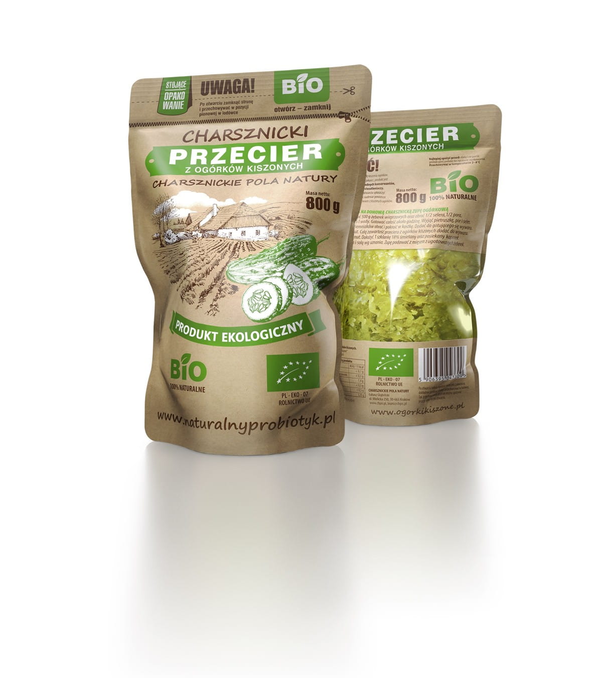 Eingelegtes Gurkenpüree BIO 800 g CHARSZNICKIE FIELDS OF NATURE Huvudsaklig produktbild