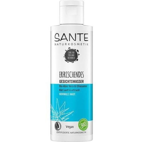 Erfrischendes SANTE Gesichtswasser mit Aloe Vera und Chiasamen in 125 ml Flasche, ideal für die Hautpflege.