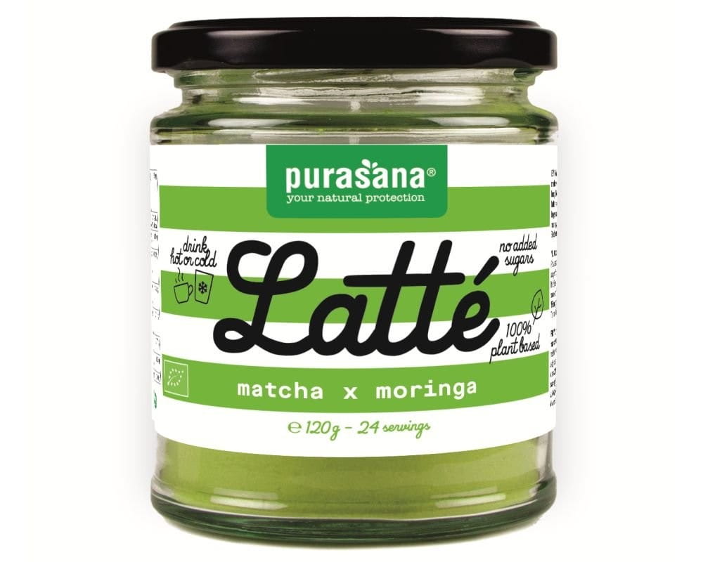 Getränkepulver Matcha Tee und Moringa Latte glutenfrei BIO 120 g - PURASANA Hauptbild