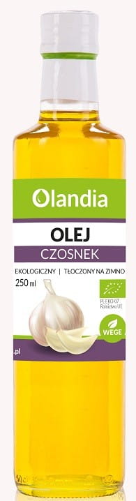 Kaltgepresstes Sonnenblumenöl mit Knoblauch BIO 250 ml - OLANDIA