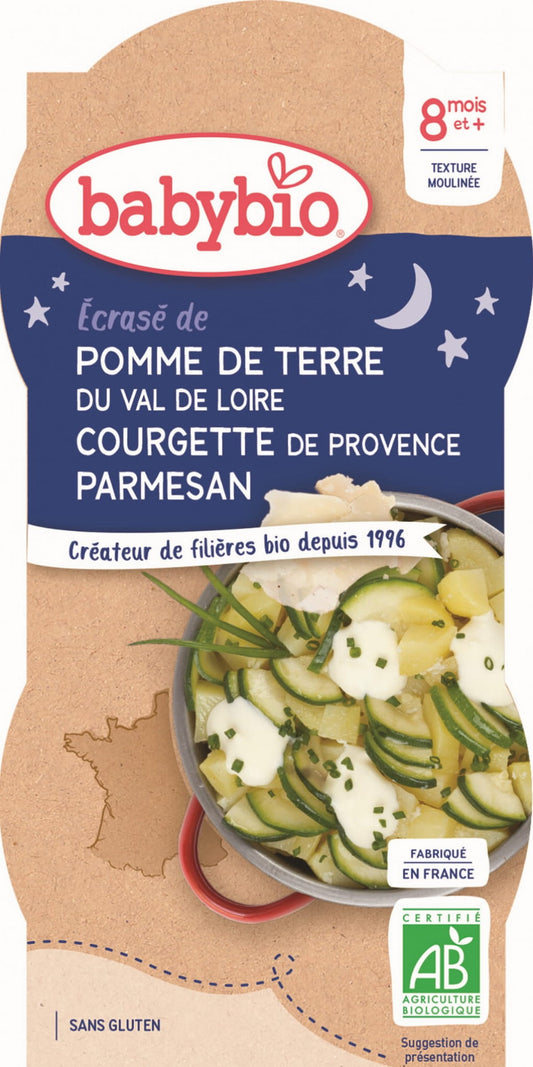 Baby-Nachtgericht Kartoffel mit Zucchini und Parmesan, glutenfrei, BIO, für Babys ab 8 Monaten, 2x200 g von BABYBIO