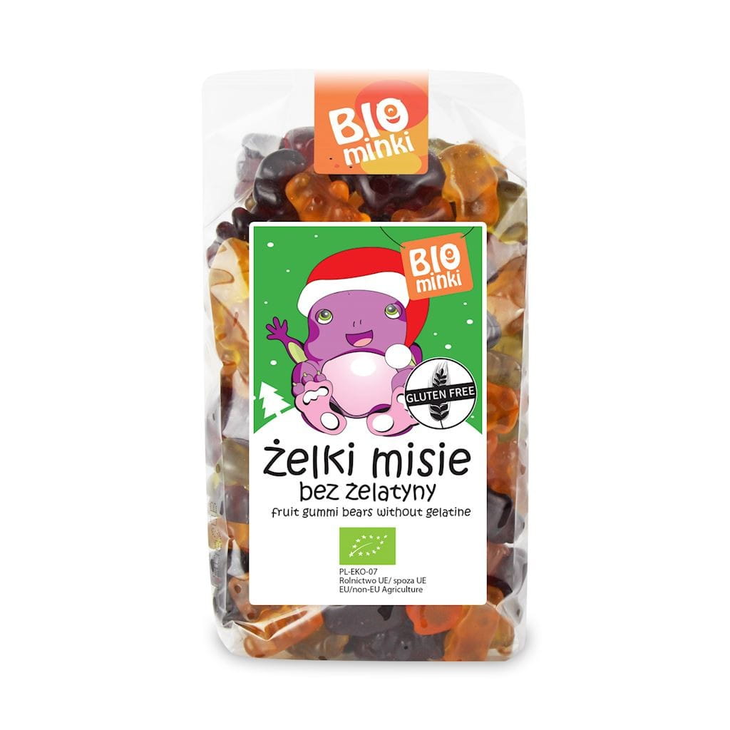 Gummibärchen (Teddybären) ohne glutenfreie Gelatine BIO 500 g - BIOMINKI Pääkuva