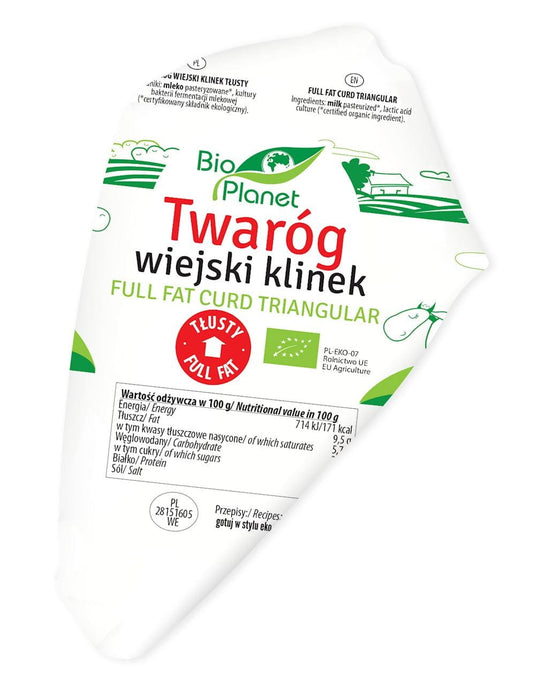 Hüttenkäsekeilfett BIO von BIO PLANET, ca. 300 g, cremige weiße Hüttenkäseportion in Verpackung.