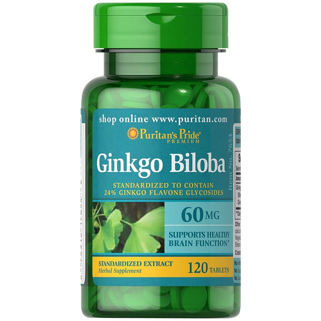 Japanischer Ginkgo-Biloba-Extrakt 60 mg 120 Tabletten PURITAN'S PRIDE Hover Image