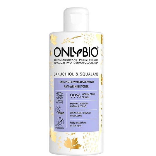 Anti-Falten-Gesichtstonic mit Bakuchiol und Squalane von biogo, 300 ml, naturbelassene Pflege für reife Haut