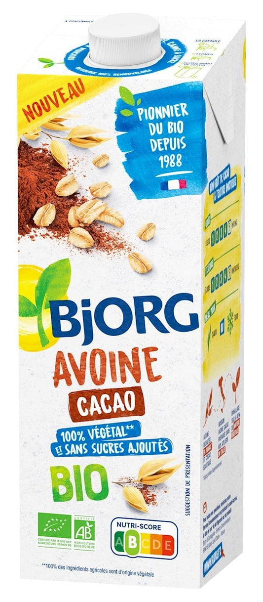 Bio Hafer- und Kakaogetränk von BJORG in 1000 ml Flasche, ohne Zuckerzusatz, cremiges Getränk aus Hafer und Kakao
