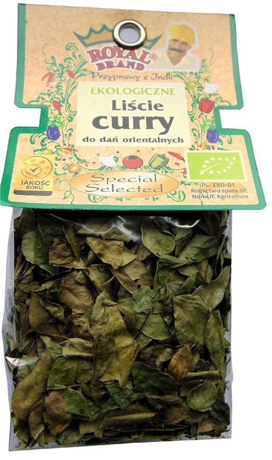 Frische BIO-Curryblätter in 30 g Verpackung von ROYAL BRAND, aromatisch und grün, ideal für indische Gerichte.