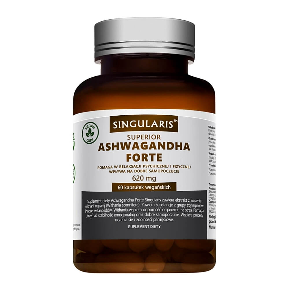 Ashwagandha FORTE 620 MG Ginseng - Indischer Ginseng 60 SINGULARIS vegane Kapseln Hauptbild