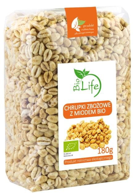 Bio Getreidechips mit Honig in 180g Verpackung von BIO LIFE, knusprige und natürliche Snack-Alternative