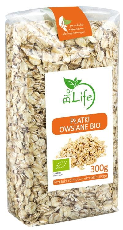 Bio Haferflocken in 300g Packung von BIO LIFE, natürliche und gesunde Haferflocken für Frühstück und Backen.