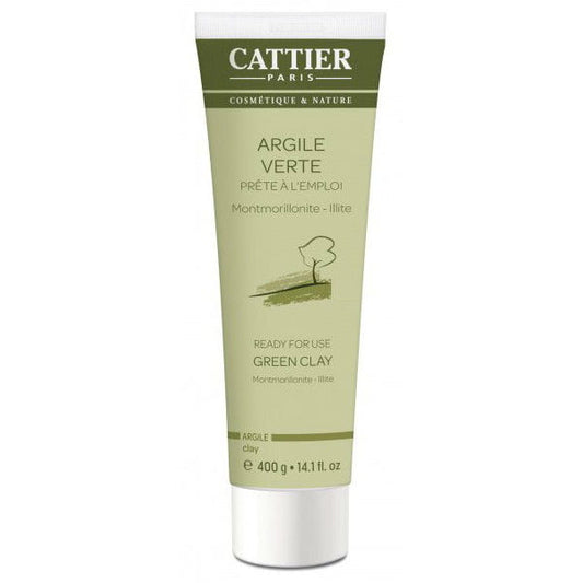 Grüne Tonerde Gesichts- und Körpermaske von CATTIER, 400 ml, cremige Textur für Hautpflege und Reinigung.