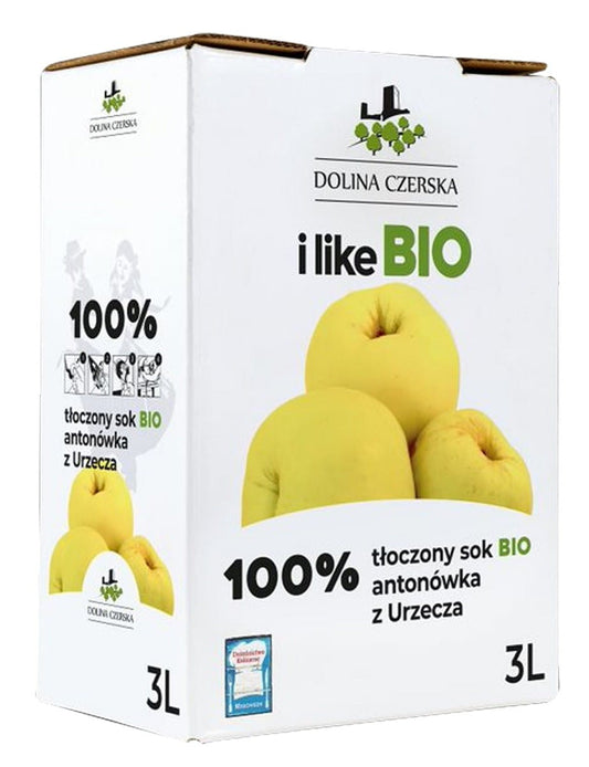 Dolina Czerska Antonovka Bio Apfelsaft NFC in 3-Liter-Flasche, naturbelassen und biologisch, frischer Apfelsaft aus Antonovka-Äpfeln