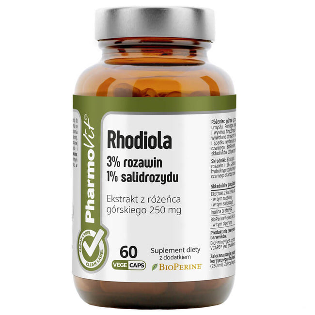 Rhadiola 3 % Rosavine 1 % Salidrosid Rhodiola rosea-Extrakt 250 MG 60 Kapseln PHARMOVIT Hover Image