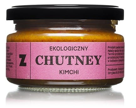 Biologisches Kimchi-Chutney von Zakwasonia, 200 g, mit fermentiertem Kimchi und würzigen asiatischen Aromen.
