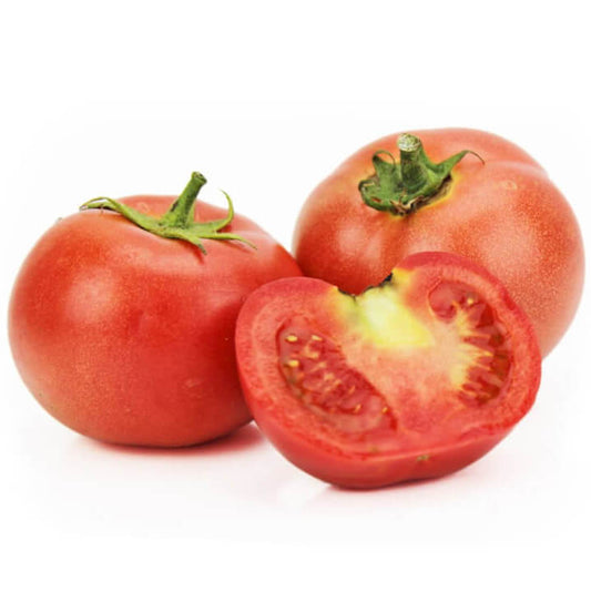 Frische Bio Himbeertomaten von BIO PLANET, ca. 0,50 kg, rote Tomaten mit grünen Stielen auf einem Markt.
